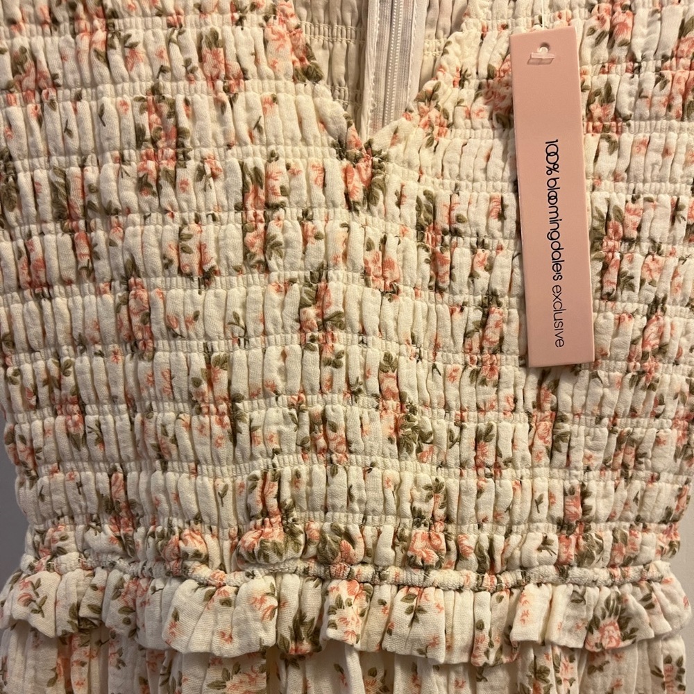 NWT AQUA Floral Smocked Midi Dress, Size Medium - Picture 2 of 5